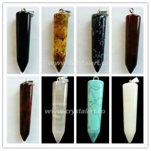 Gemstone Slopped Hook Point Pendants