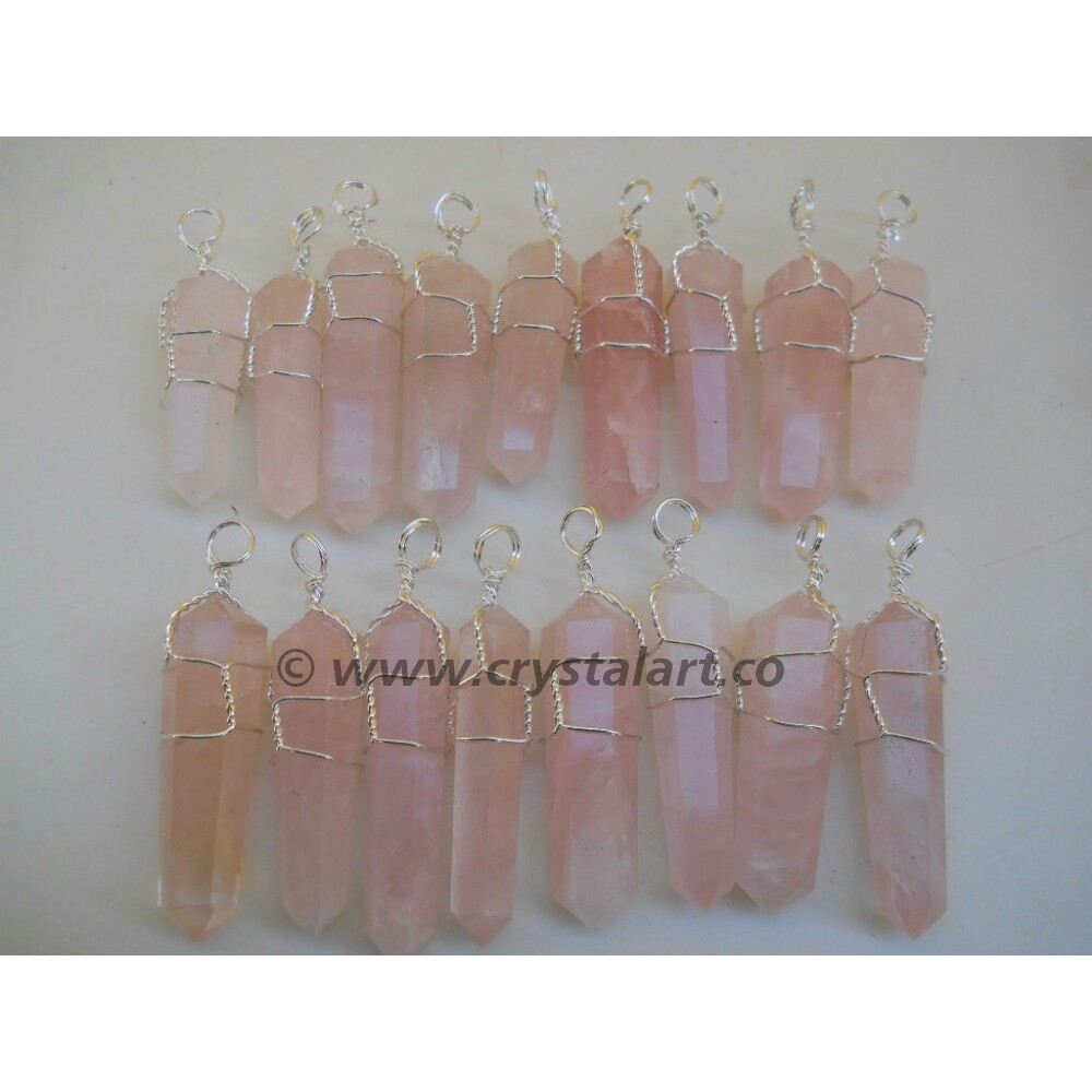 ROSE QUARTZ DOUBLE TERMINATED PENDANTS