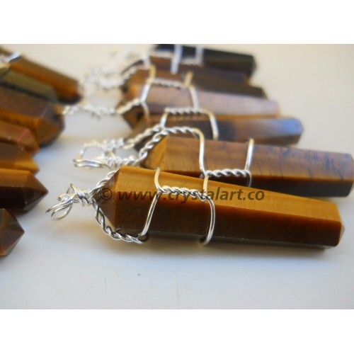 Tiger Eye Double Terminated Wire wrapped Pendants