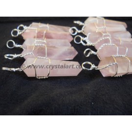 ROSE QUARTZ DOUBLE TERMINATED PENDANTS