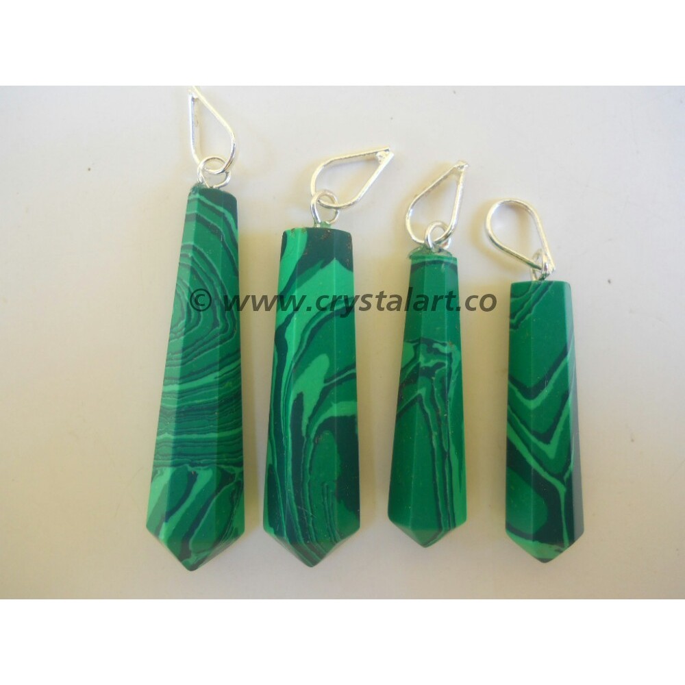 Synthetic Malachite Slopped Hook Point Pencil Pendants