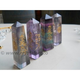 Multy Fluorite Reiki Symbol Engraved Tower Points