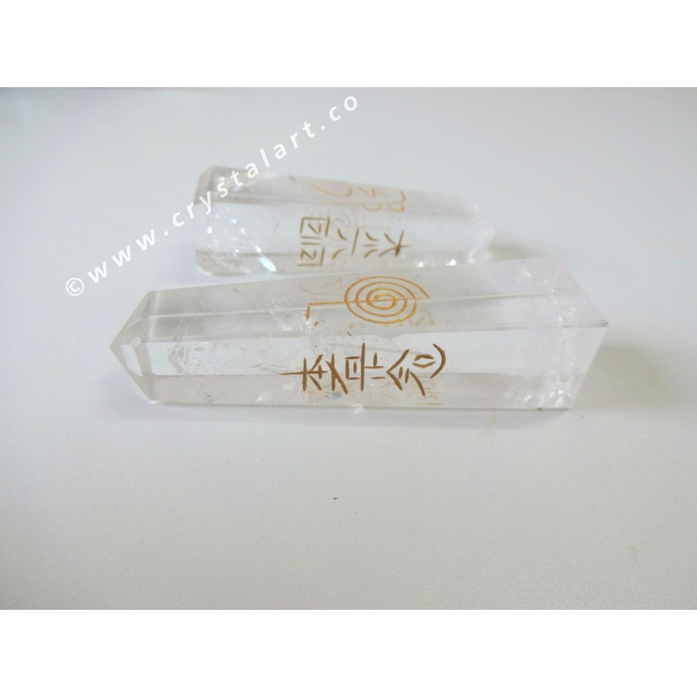 Crystal Quartz Reiki Symbol Engraved Tower Points