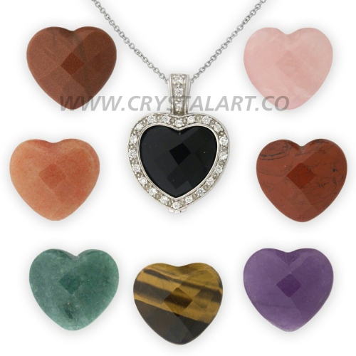 Gemstone Heart Shape Faceted Pendants