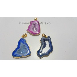 Druzy Golden Electroplated Slices Pendants