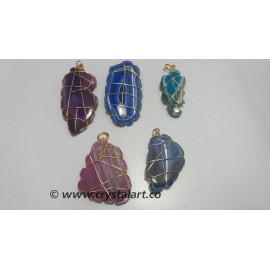 Onyx Electroplated Wire Wrapped Slice Pendants