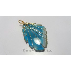 Blue Banded Onyx Electroplated Wire Wrapped Slice Pendants