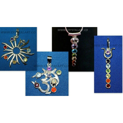 Gemstone 7 Chakra Metal Pendants