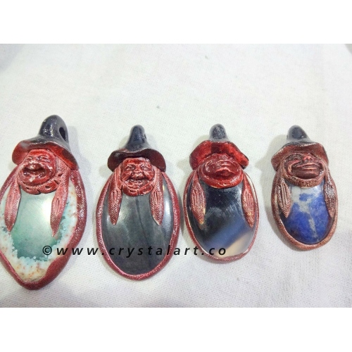 Laughing Buddha Mix Gemstone Tibetan Pendants