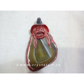 Laughing Buddha Banded Agate Tibetan Pendants