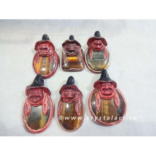 Laughing Buddha Tiger Eye Tibetan Pendants