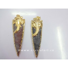 Ganesha Symbol Electroplated Arrowhead Pendants