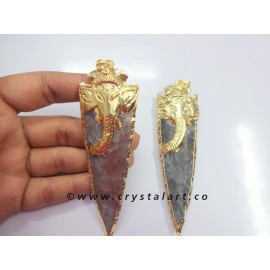 Ganesha Symbol Electroplated Arrowhead Pendants