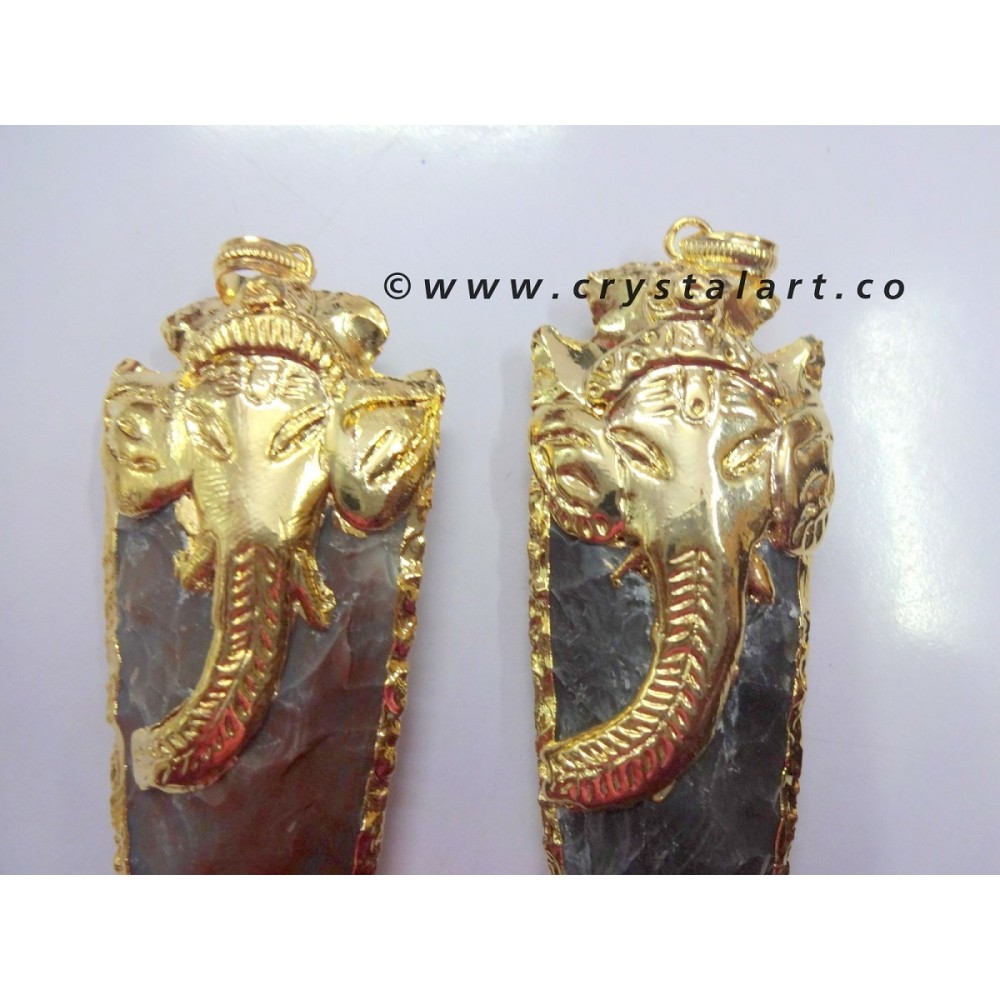 Ganesha Symbol Electroplated Arrowhead Pendants