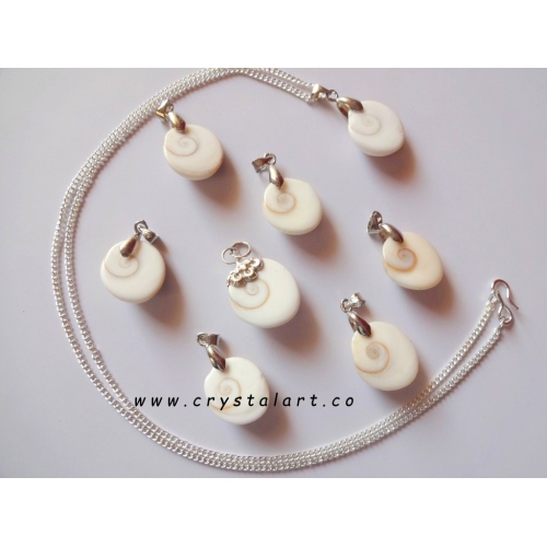 Gomti Chakra Charming Pendants with Silver Plated Chain