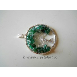 Silver Tree of life Green Aventurine Pendants