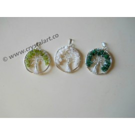 Silver Tree of life Mix Agate Stone Pendants