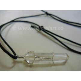 CRYSTAL QUARTZ DOUBLE TERMINATED SLIDER CORD PENDANTS