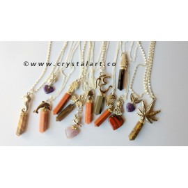 Mix Gemstone Different Style Brass Metal Pendants