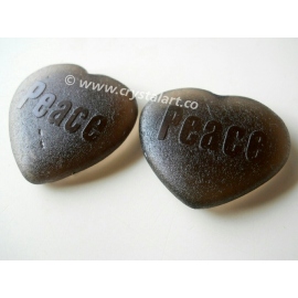 Black Obsidian Emboss PEACE Palm Stones in Heart Shape