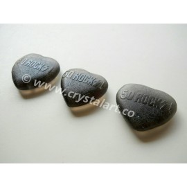 Black Obsidian 50 Rock Symbol Emboss Heart Shape Palm Stones