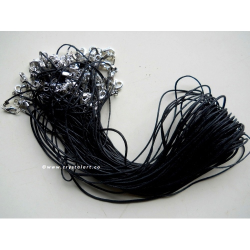 Wholesale Black Waxed Cotton Cord For Pendant With Stainless Steel Spring Lock