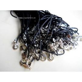 Wholesale Black Waxed Cotton Cord For Pendant With Stainless Steel Spring Lock