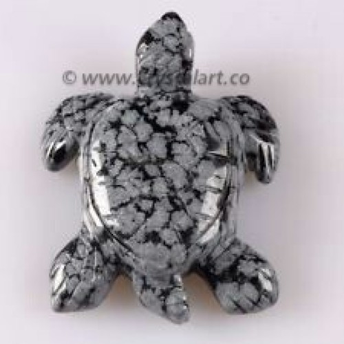 Snowflake obsidian Carved Turtle