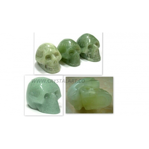Green Jade Carved Skull Shape