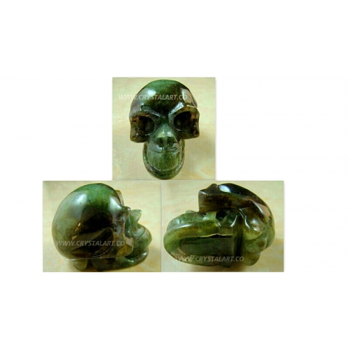 Chinese Green Jade Carved Skull Shape