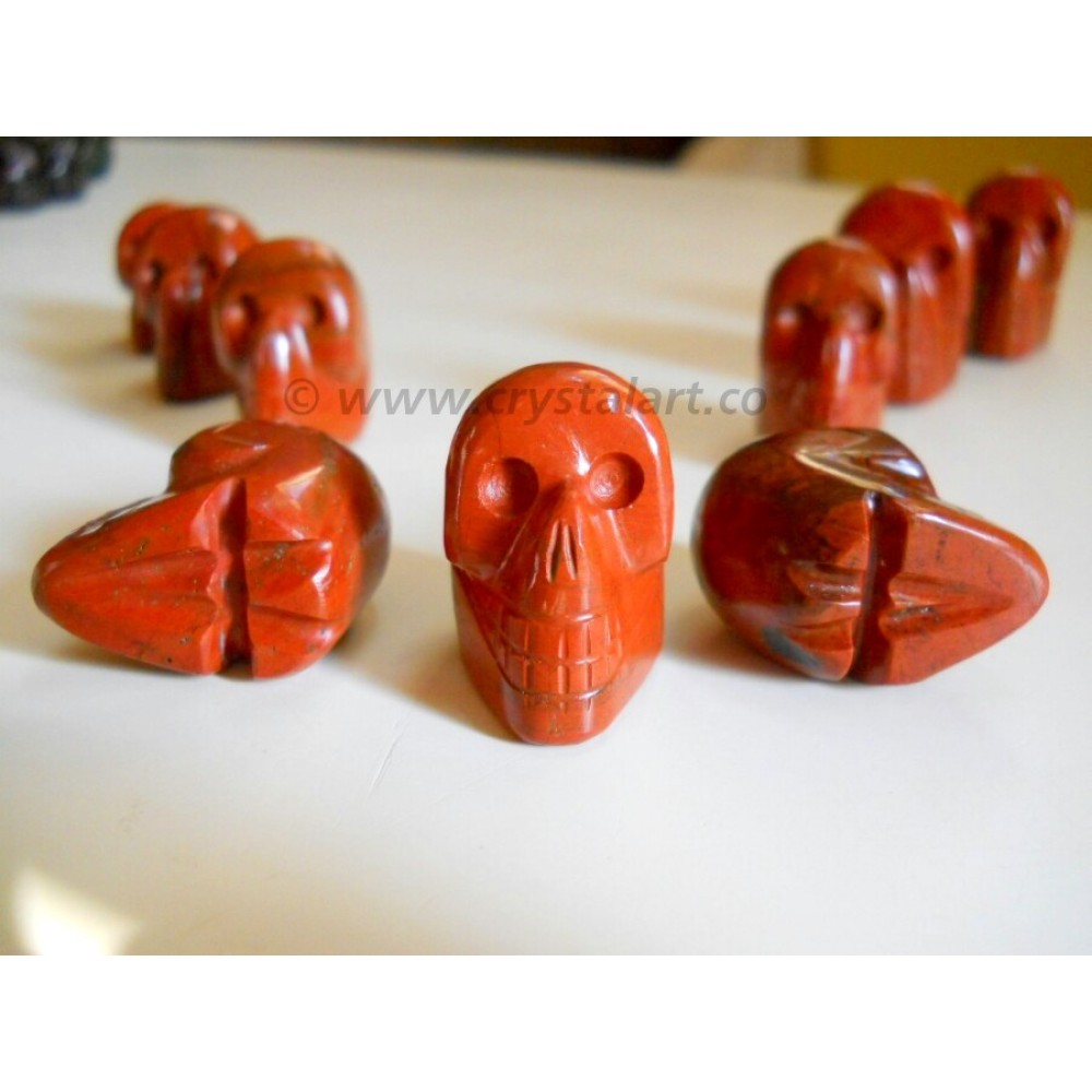 Red-Jasper Agate Carved Skull Shape