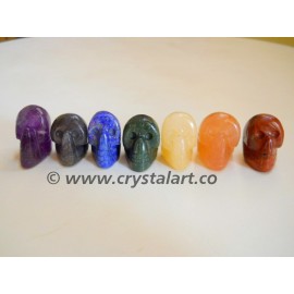 7 Chakra Carved Skull Shape set of 7 piece