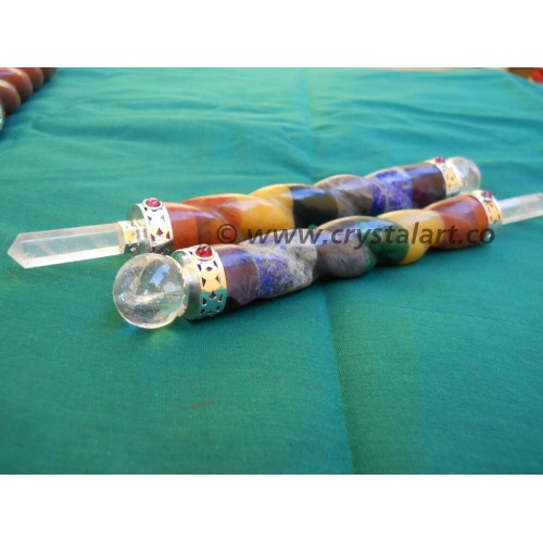 7 Chakra Bonded Twisted Healing Stick