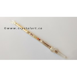 Crystal Quartz Brass Metal with Angel Chakra Healing Stick