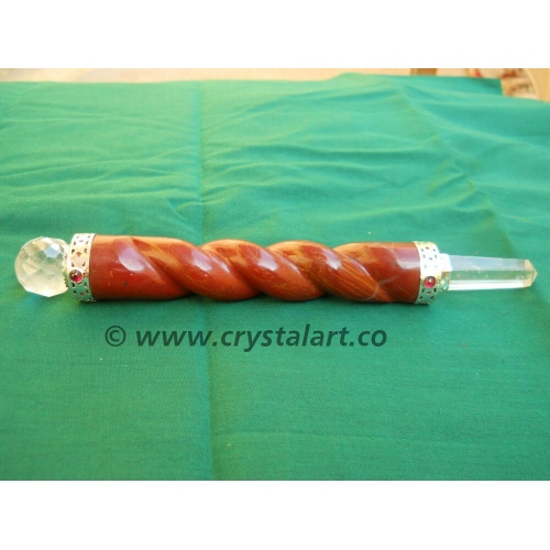Red Jasper Twisted Spiral Healing Faceted Wands