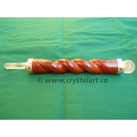 Red Jasper Agate Twisted Spiral Healing Wand