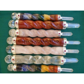 Mix Gemstone Twisted Spiral Healing Sticks