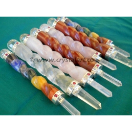 Mix Gemstone Twisted Spiral Healing Sticks