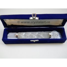 Crystal Quartz Spinning Merkaba Twisted Healing Sticks with velvet case