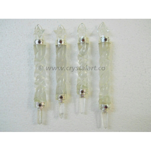 Clear Crystal Quartz Twisted Massage Healing Wand