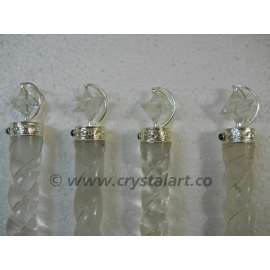 Clear Crystal Quartz Twisted Massage Healing Wand