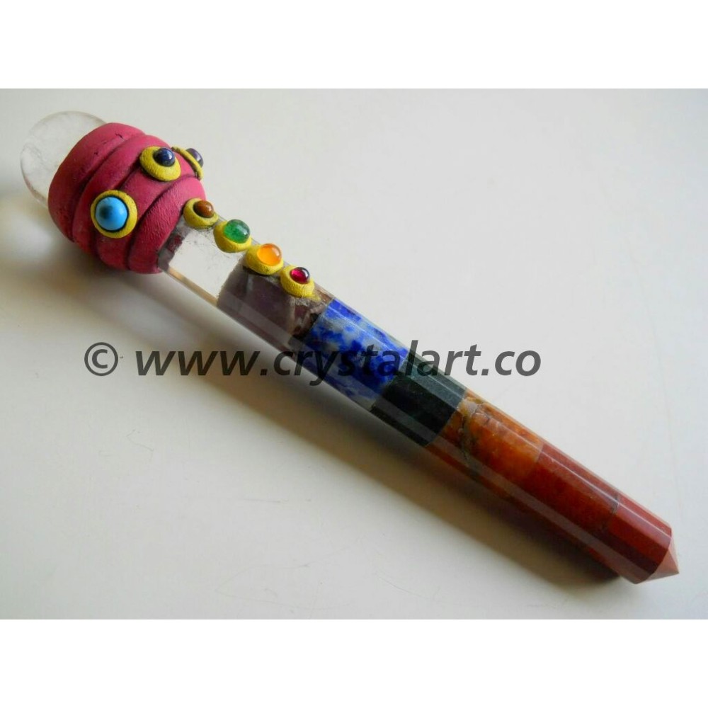 SEVEN CHAKRA BONDED 12 FACETED TIBETAN HEALING WANDS