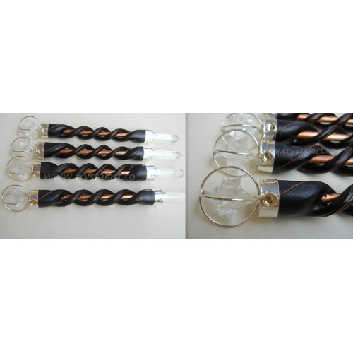 Crystal Quartz Spinning Merkaba Star Spiral Wooden Healing Wand