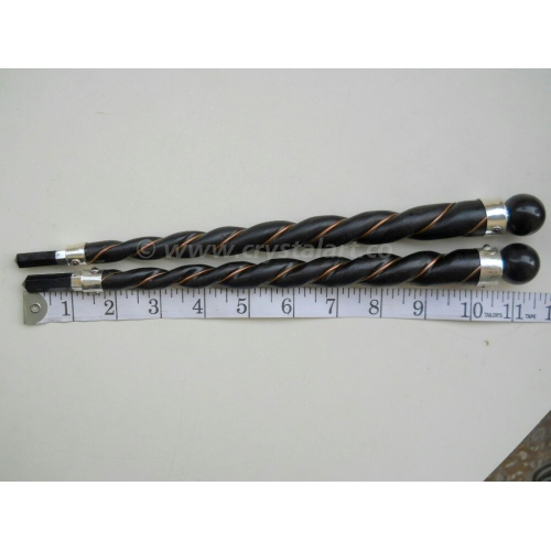 Black Agate Extralong Twisted Wooden Healing Wand