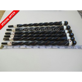 Black Agate Twisted Faceted Wand Wooden Healing Stick