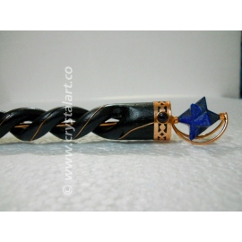Lapis Lazuli Spinning Merkaba Star Spiral Wooden Healing Wand in Copper
