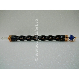 Lapis Lazuli Spinning Merkaba Star Spiral Wooden Healing Wand in Copper