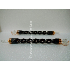 Crystal Quartz Spinning Merkaba Star Spiral Wooden Healing Wand in Copper