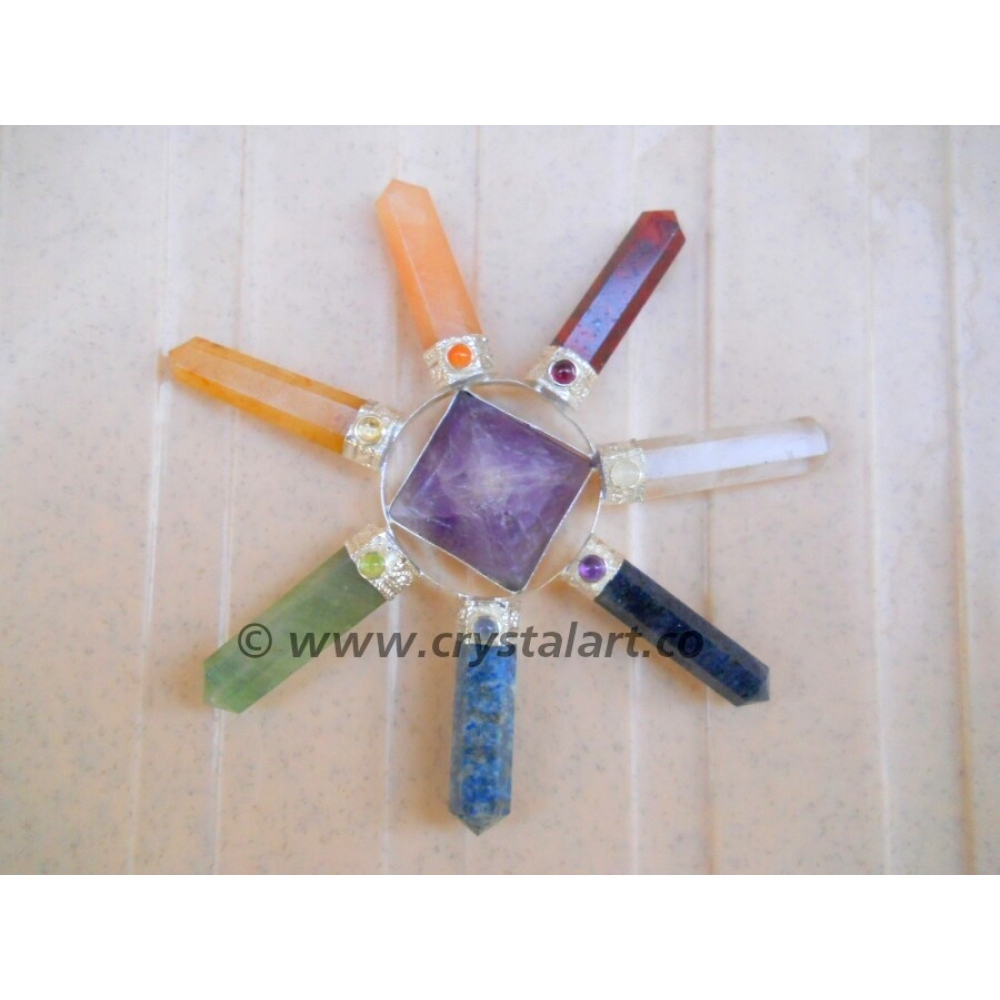 Amethyst Agate Pyramid 7 Chakra Energy Generator Tools