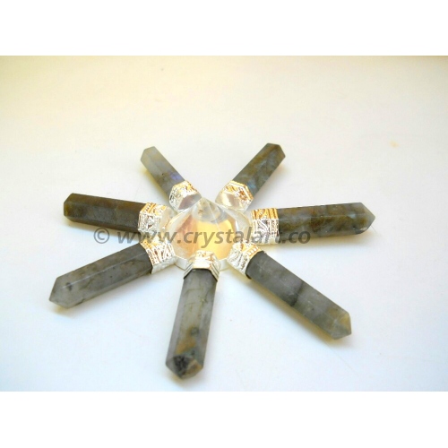 Crystal Quartz Cone Lebradorite 7 Point Energy Generator Tools